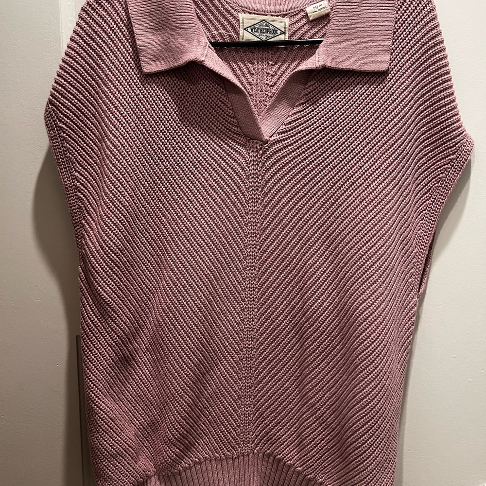 Dusty Pink Knit Polo Sweater Vest